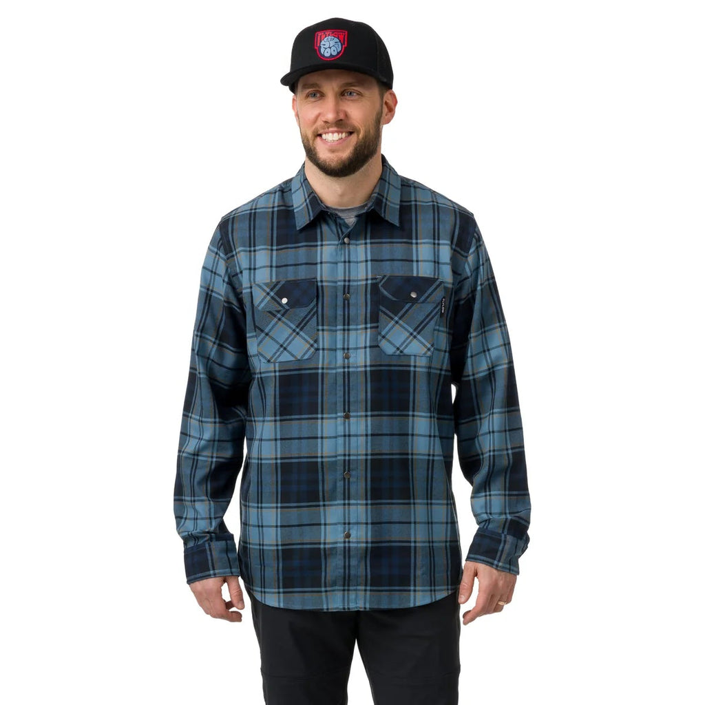 Flylow Men's Handlebar Tech Flannel-Ocean/Black Plaid-Killington Sports