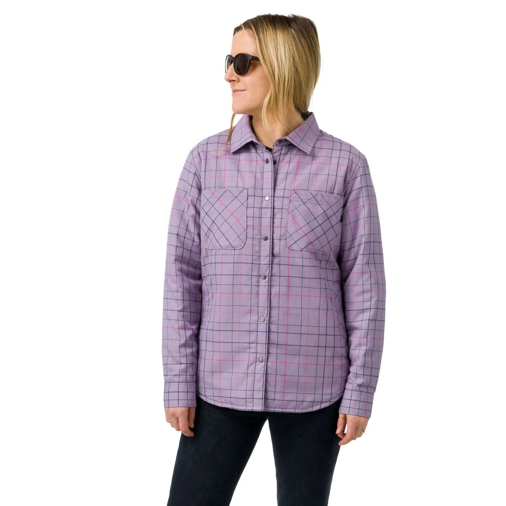 Flylow Women's Penny Insulated Flannel-Aurora/Dragonfruit Plaid-Killington Sports