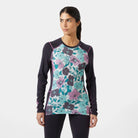 Helly Hansen Women’s LIFA® Merino Midweight Graphic Long-Sleeve Crew Base Layer-Black Grape Floral-Killington Sports