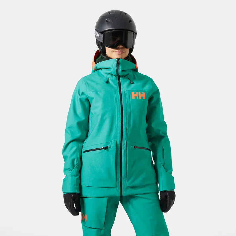 Helly Hansen Women’s Powderqueen 3.0 Ski Jacket-Signal Green Denim-Killington Sports