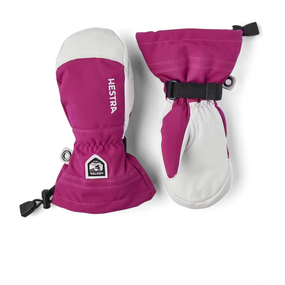 Hestra Army Leather Heli Ski Jr Mitt-Fuschia-Killington Sports