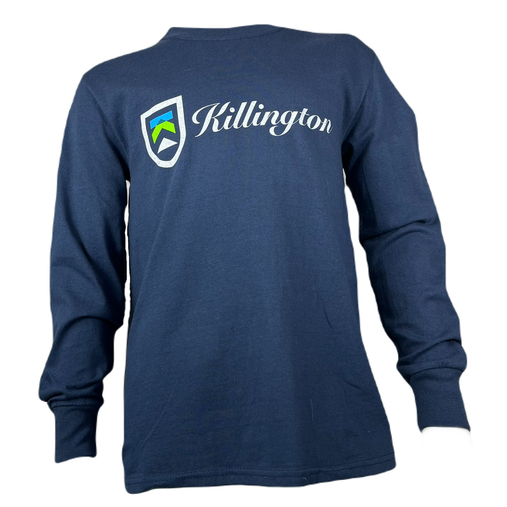 Killington Logo Youth Script Long Sleeve TShirt-Navy-Killington Sports