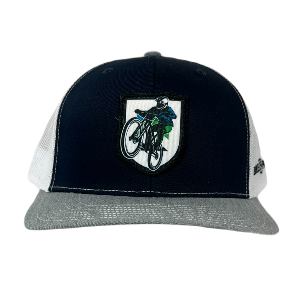 Killington Bike Park 112 Biker Shield Trucker-Navy/White/Heather Grey-Killington Sports