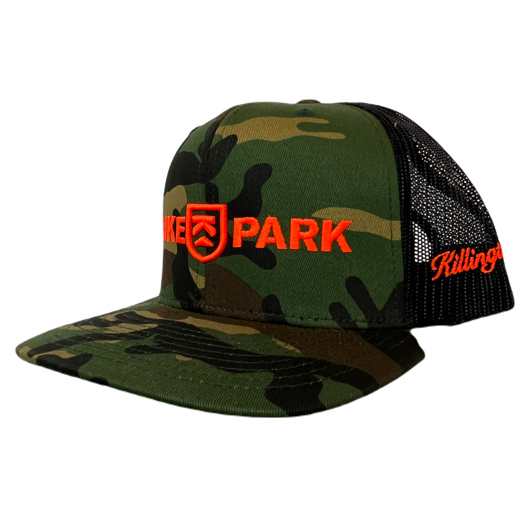 Killington Bike Park 511 3D Embroidery Trucker Hat-Green Camo/Black-Killington Sports