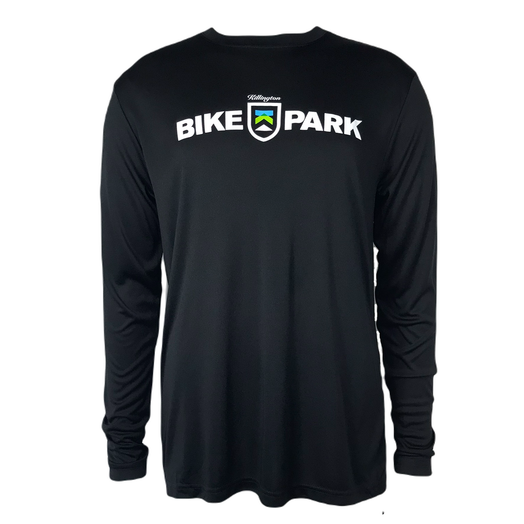 Killington Bike Park Logo Men's Long Sleeve Tech TShirt-Black-Killington Sports