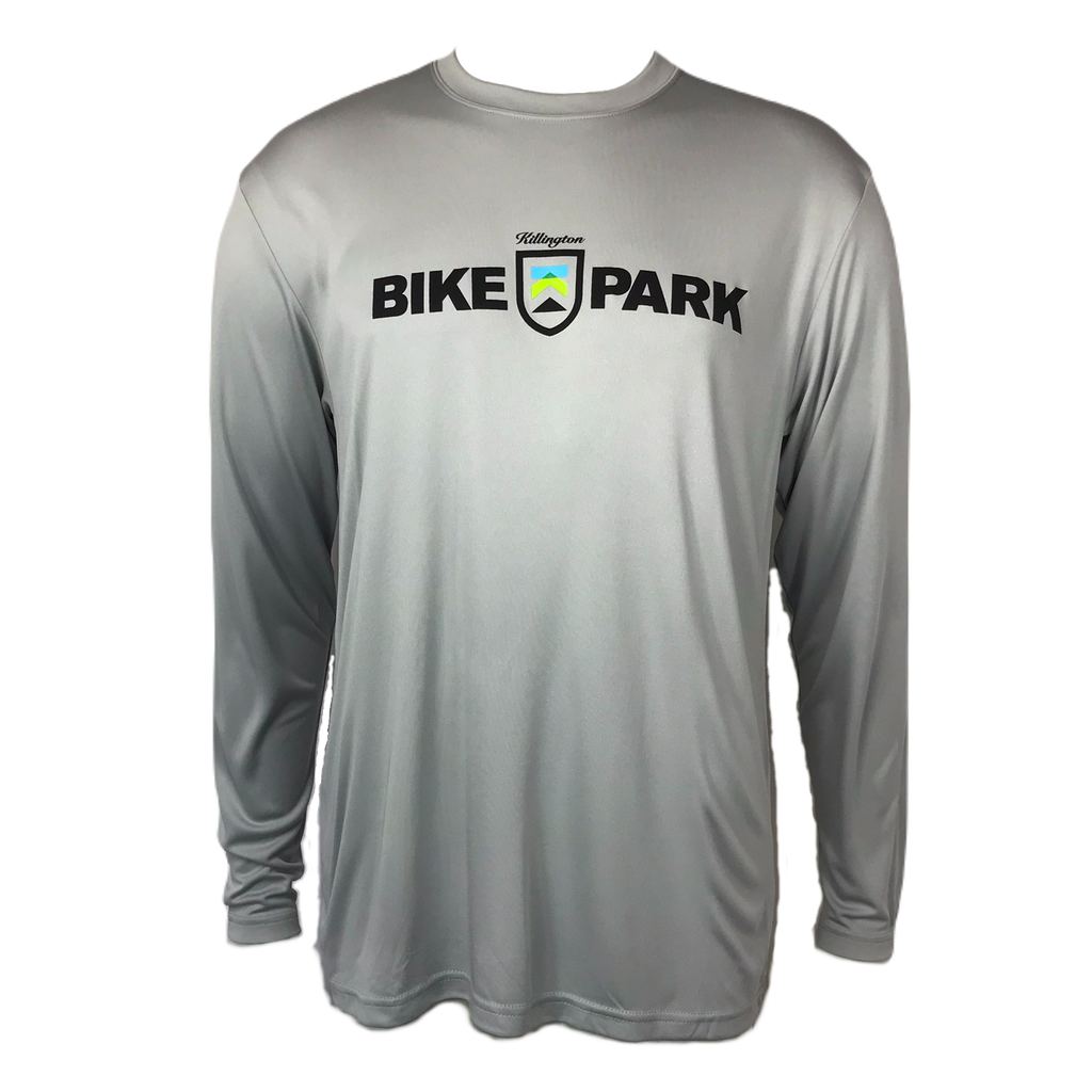 Killington Bike Park Logo Men's Long Sleeve Tech TShirt-Silver-Killington Sports