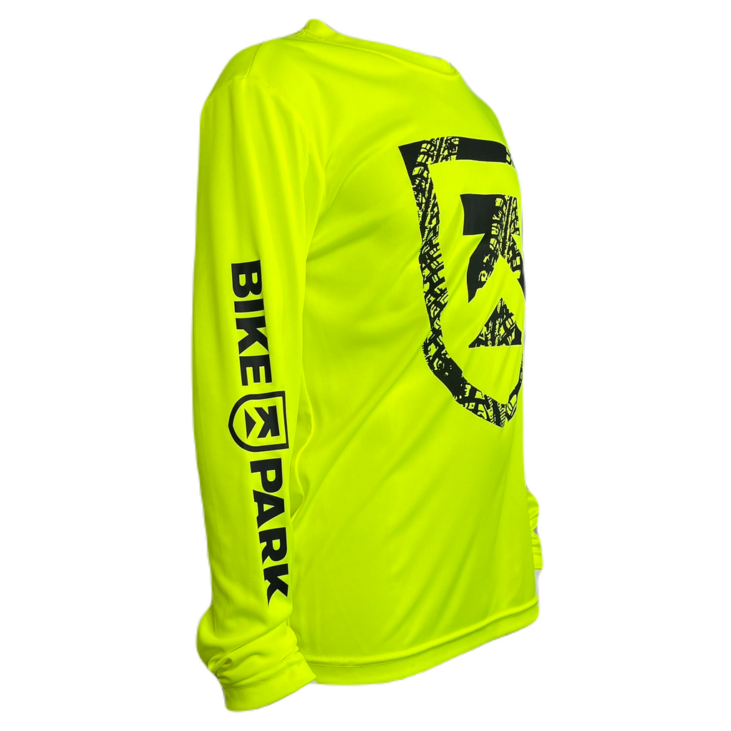 Killington Bike Park Tracks Shield Youth Tech Long Sleeve Tee-Safety Yellow-Killington Sports