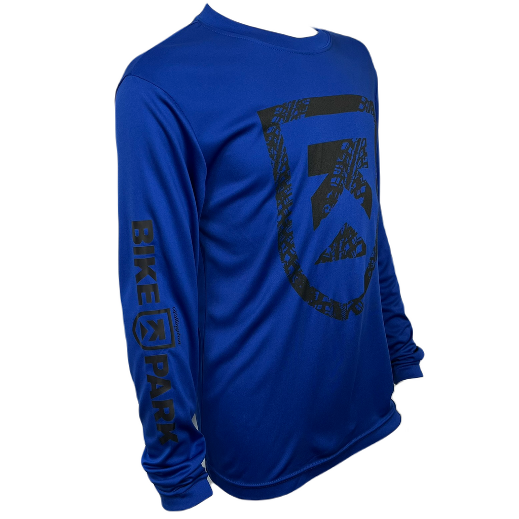 Killington Bike Park Tracks Shield Youth Tech Long Sleeve Tee-Sport Royal-Killington Sports