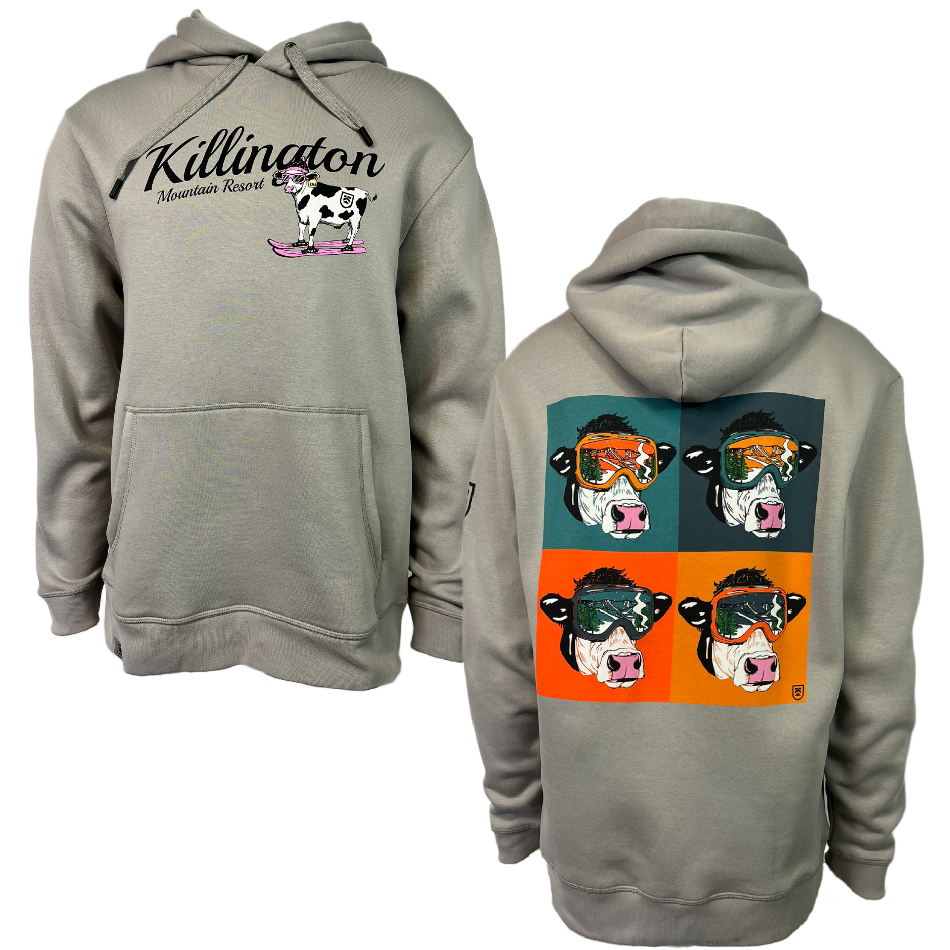 Killington Cow Quadrant Hoodie-Ash-Killington Sports