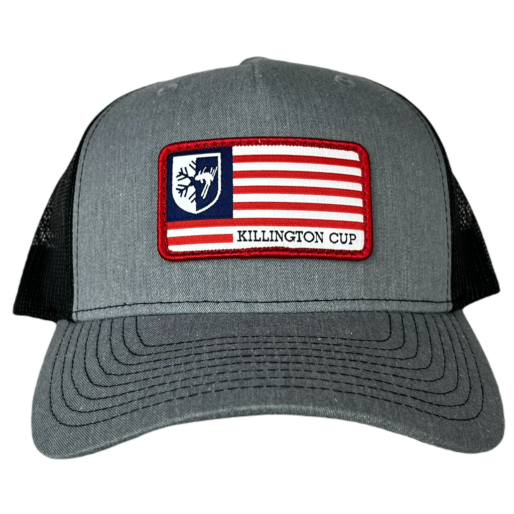 Killington Cup 112 Flag Trucker Hat-Heather Grey/Black-Killington Sports