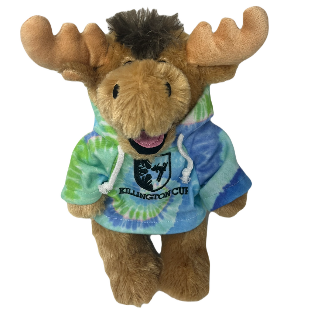 Killington Cup Logo 11" Happy Moose Stuffed Animal-Cool Blue Tie Dye Hoody-Killington Sports