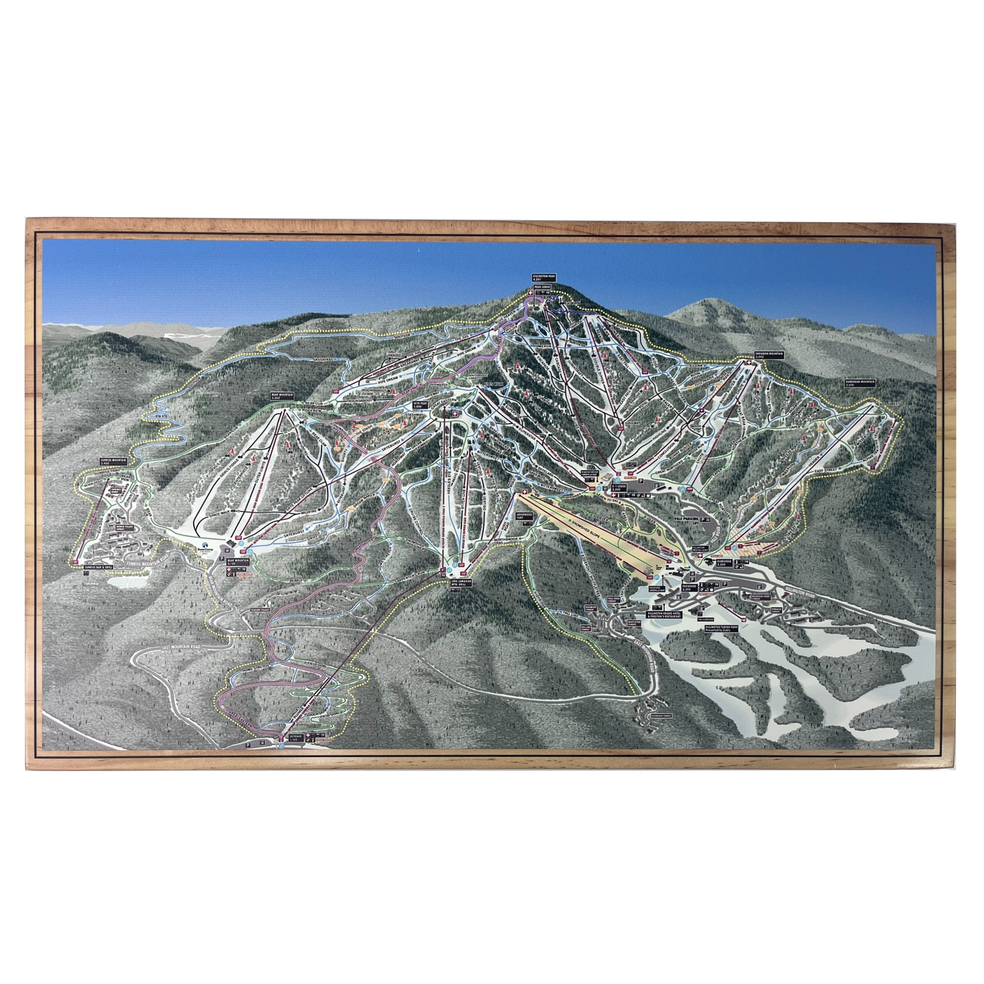 Killington Elevated Trail Map Wooden Wall Art - Small-Killington Trail Map-Killington Sports