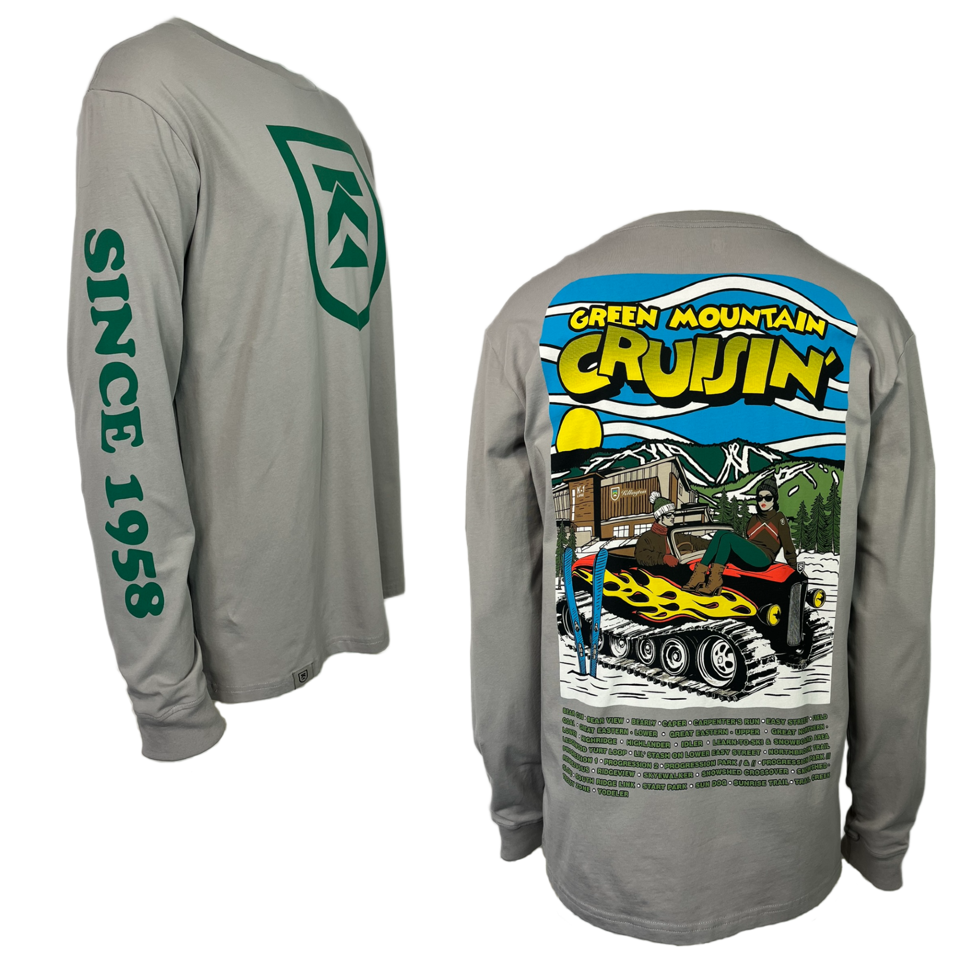 Killington Green Mountain Cruisin' Long Sleeve Tee-Ash-Killington Sports