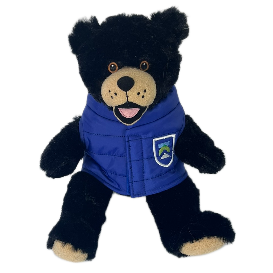 Killington Logo 10" Happy Black Bear Stuffed Animal-Blue Vest-Killington Sports