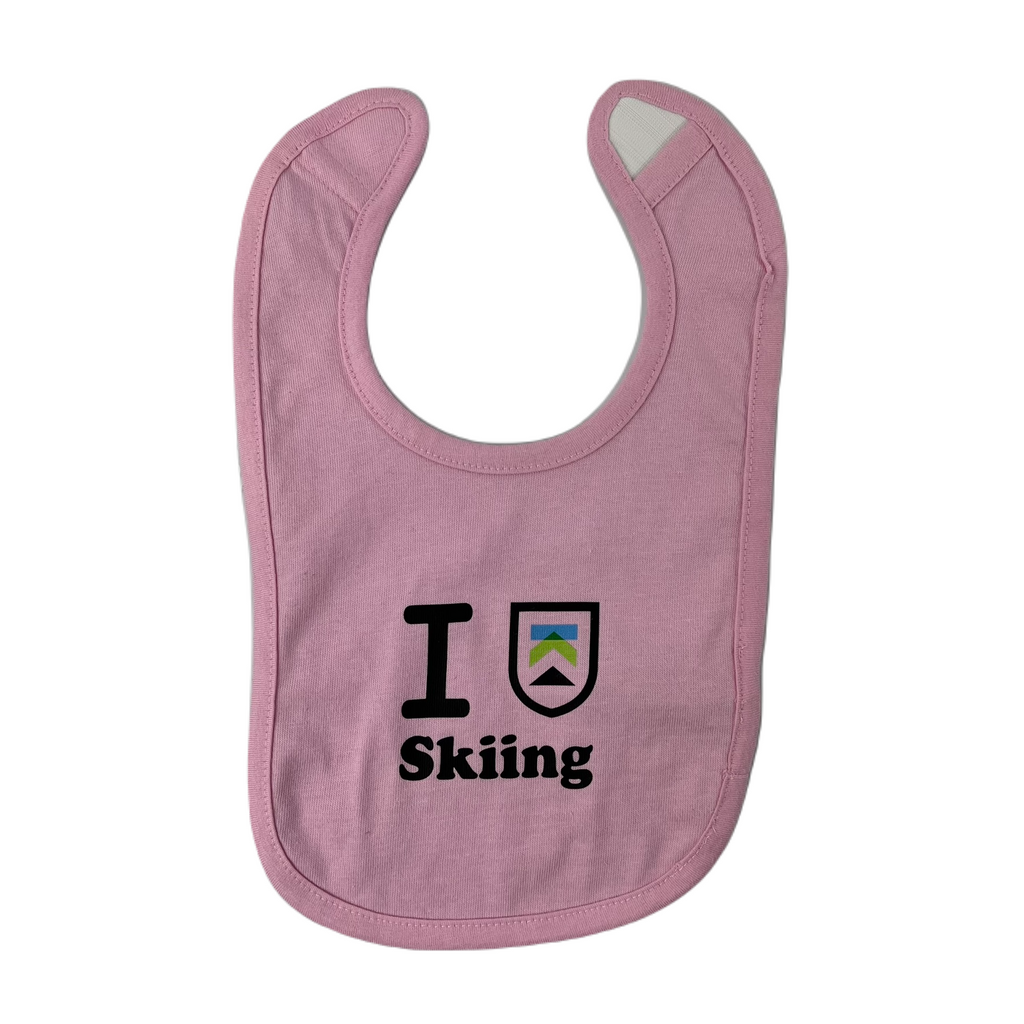 Killington Logo Baby "I Heart Skiing" Bib-Pink-Killington Sports