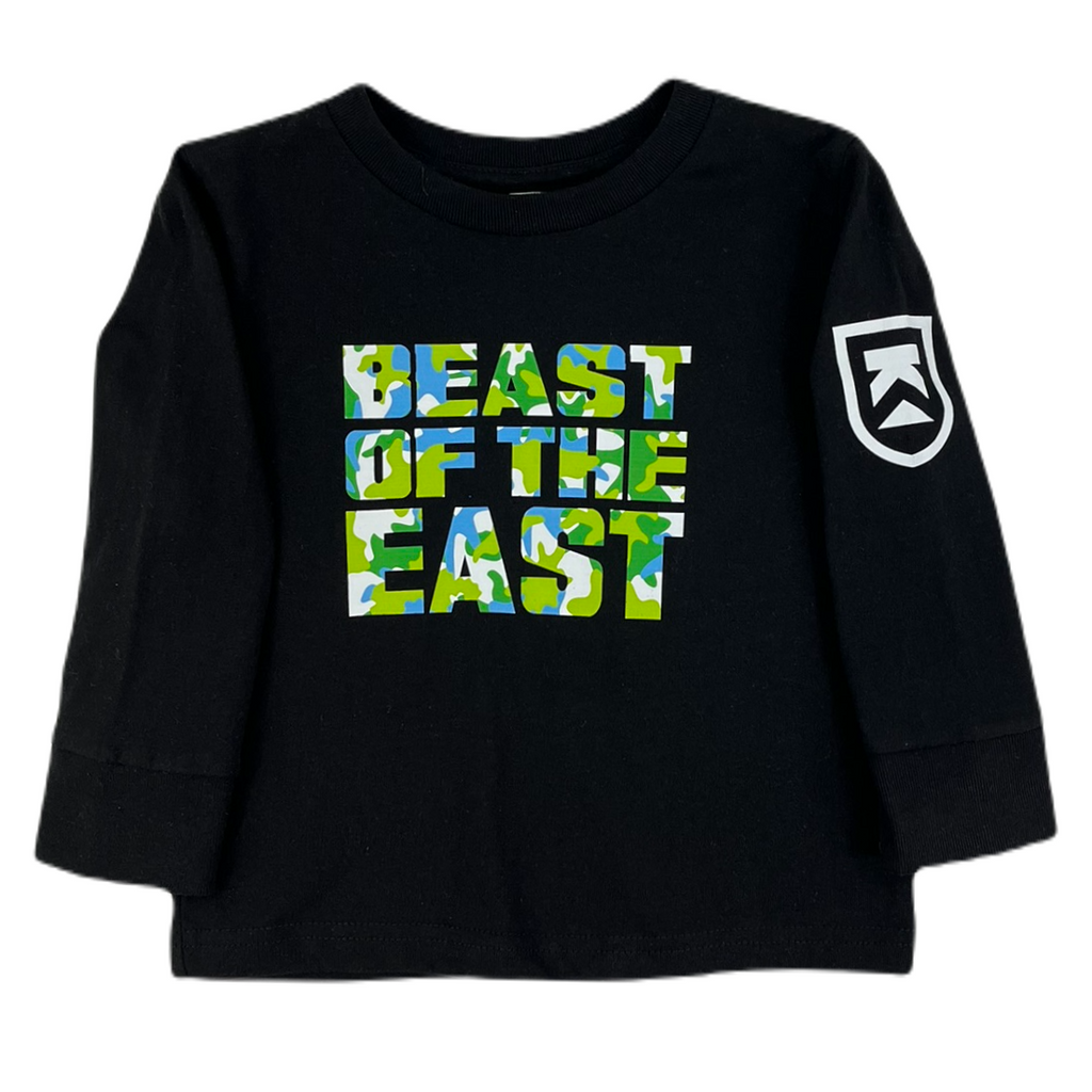 Killington Logo Beast of the East Snow Camo Toddler Long Sleeve Tee-Black-Killington Sports