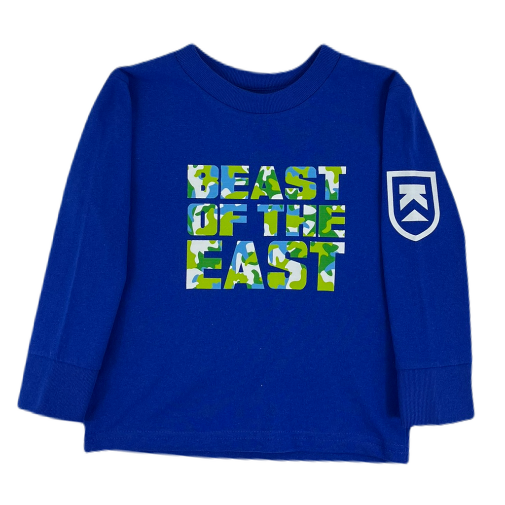 Killington Logo Beast of the East Snow Camo Toddler Long Sleeve Tee-Royal-Killington Sports