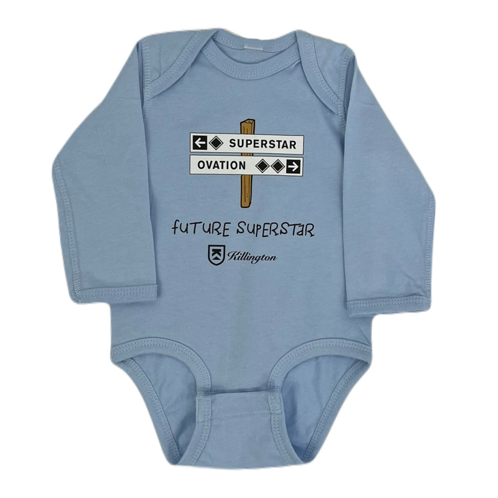 Killington Logo Black Trail Sign Longsleeve Infant Onesie-Light Blue-Killington Sports