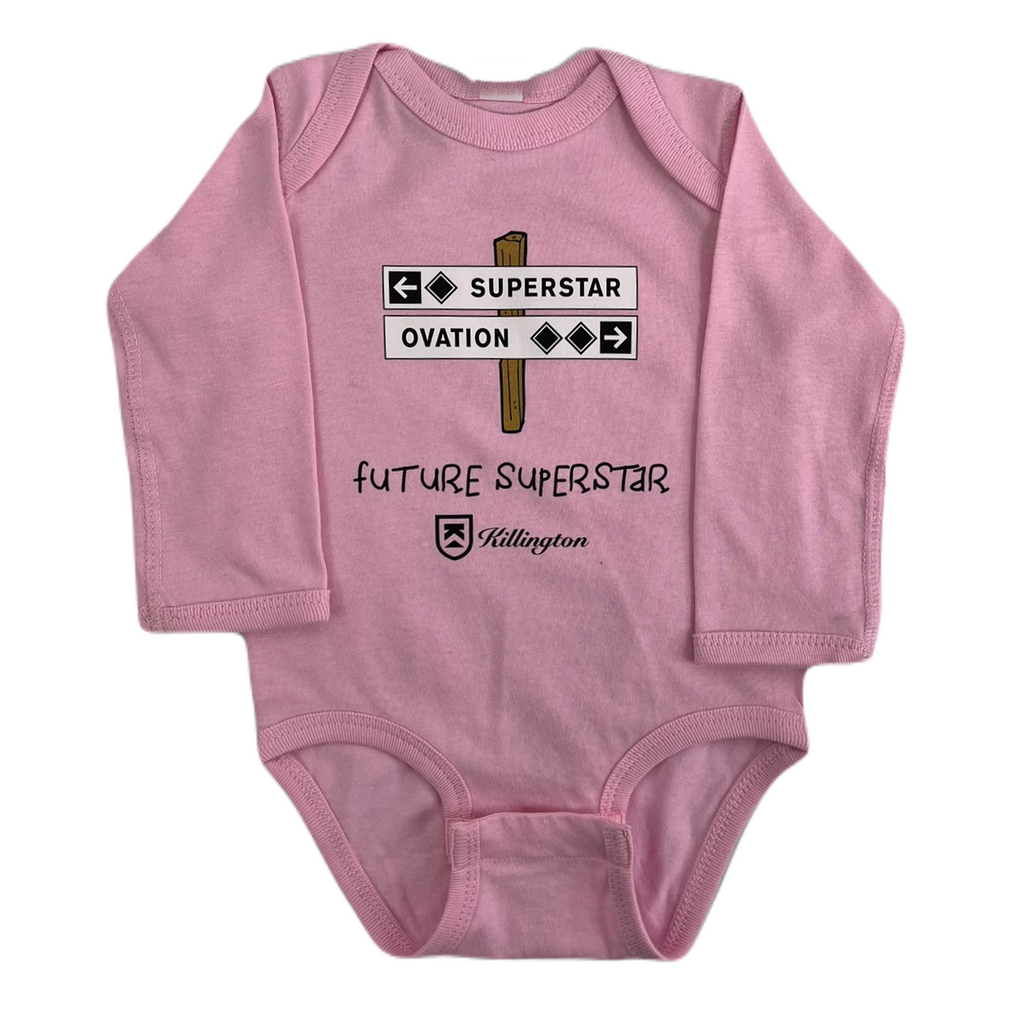 Killington Logo Black Trail Sign Longsleeve Infant Onesie-Pink-Killington Sports