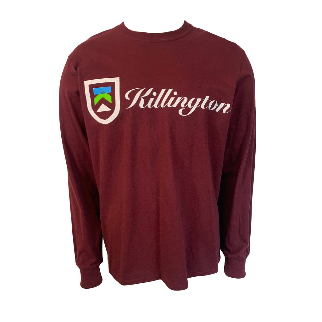 Killington Logo Full Script Long Sleeve TShirt-Maroon-Killington Sports