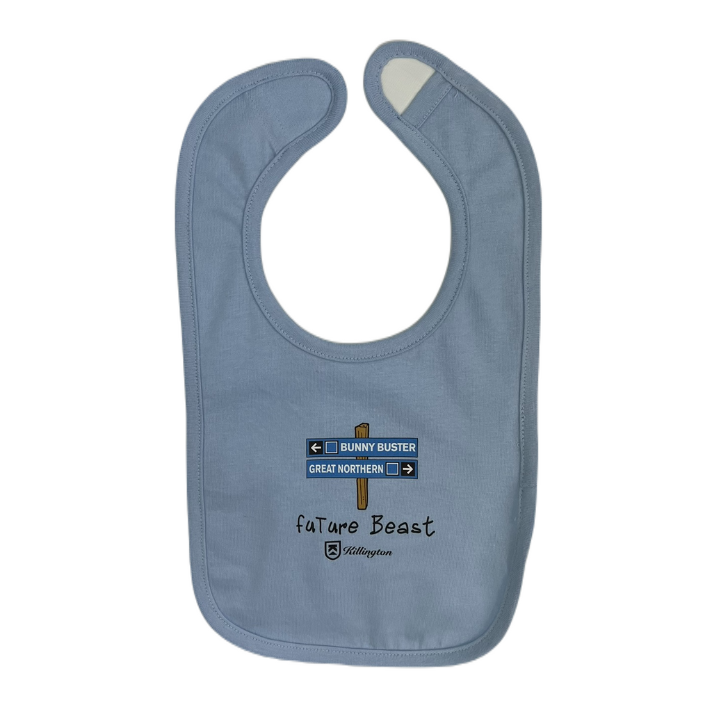 Killington Logo Future Beast Blue Trail Sign Baby Bib-Light Blue-Killington Sports