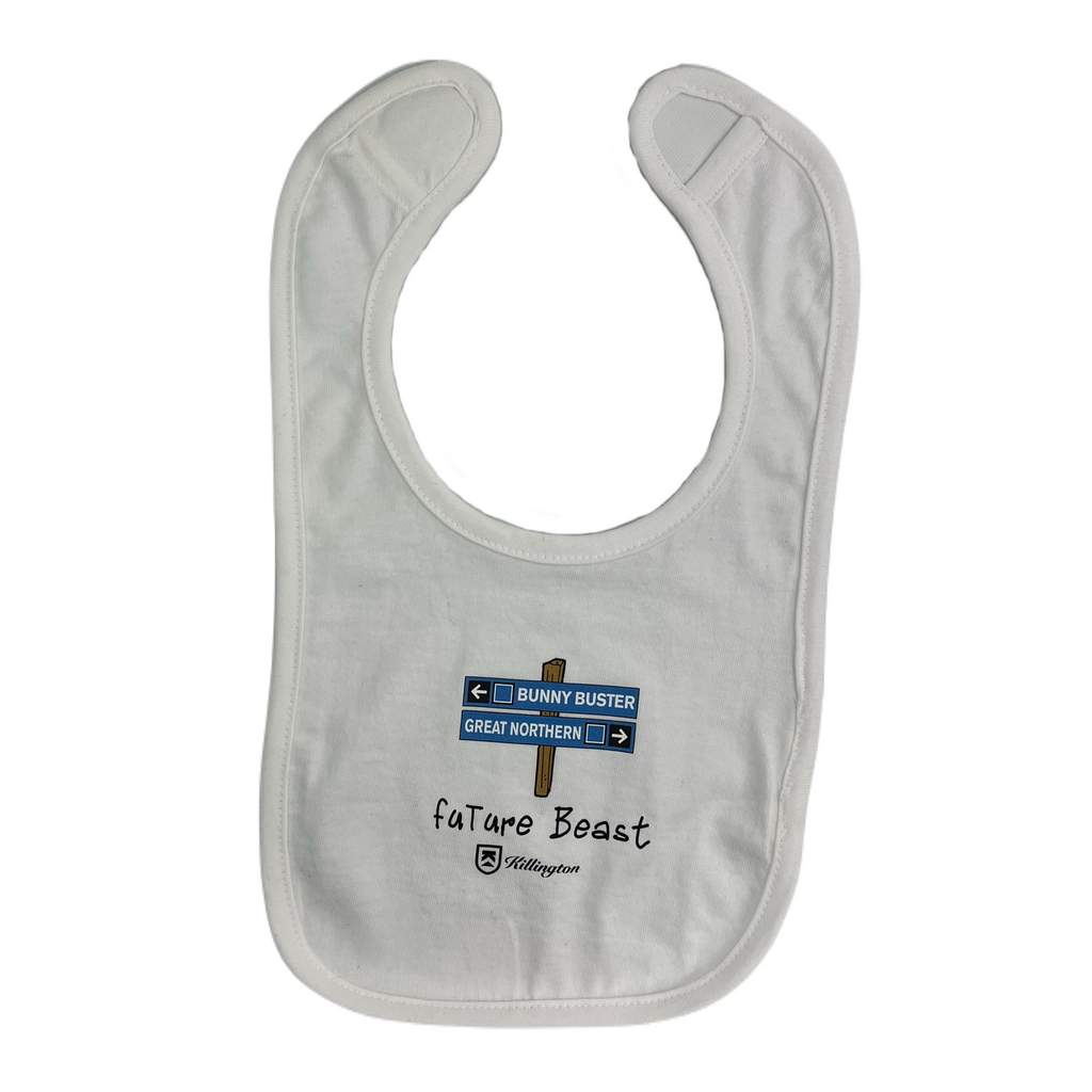 Killington Logo Future Beast Blue Trail Sign Baby Bib-White-Killington Sports