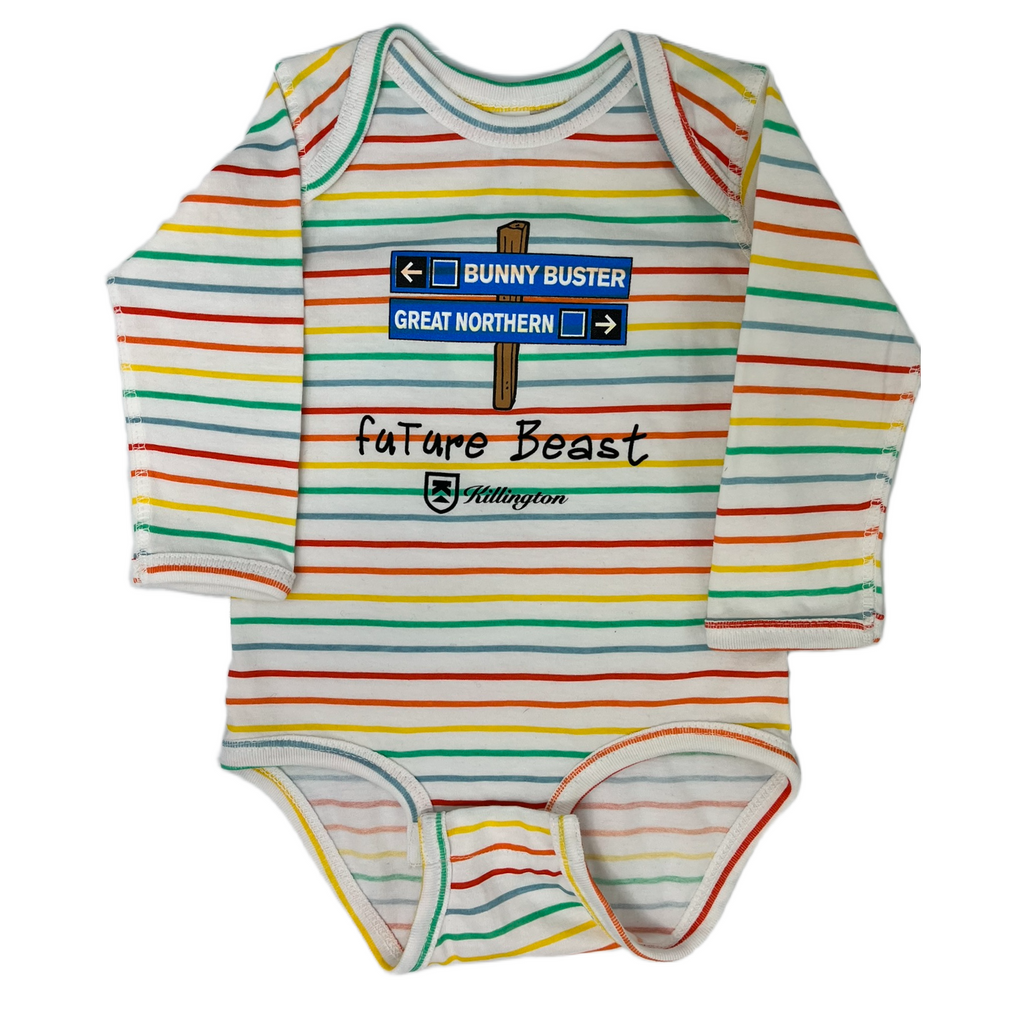 Killington Logo Future Beast Blue Trail Sign Baby Longsleeve Onesie-Killington Sports