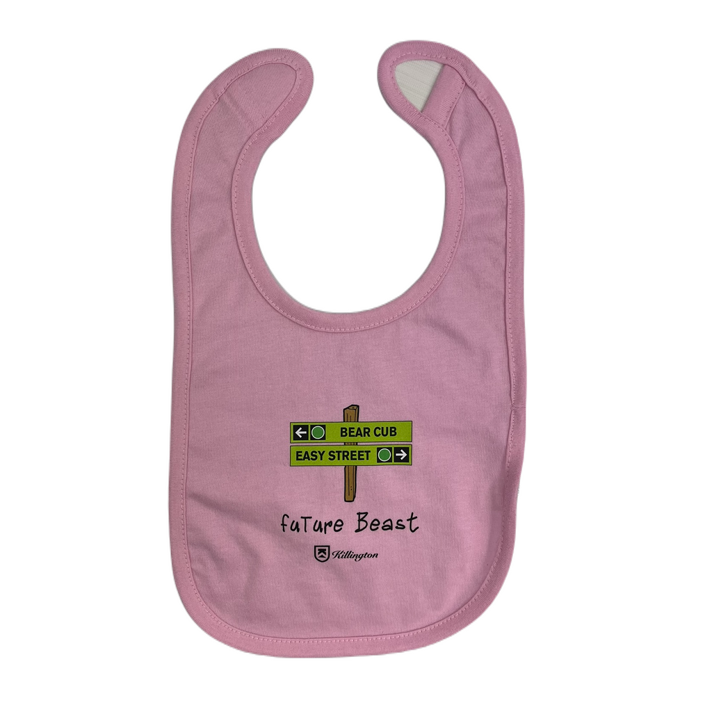 Killington Logo Future Beast Green Trail Sign Baby Bib-Pink-Killington Sports