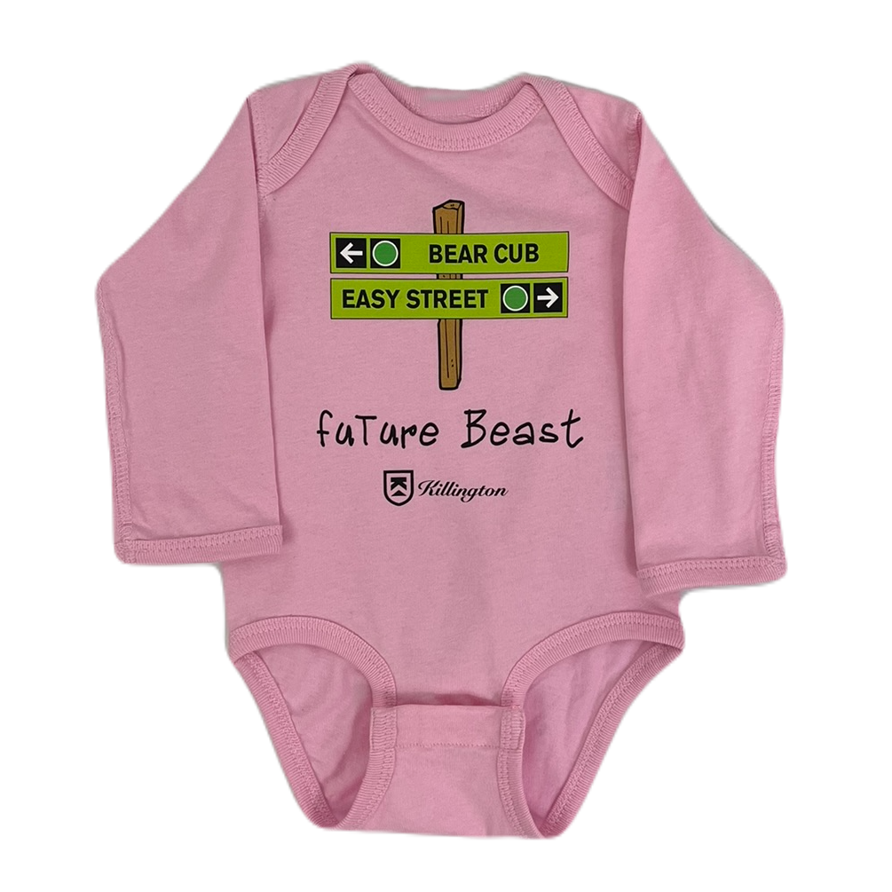 Killington Logo Future Beast Green Trail Sign Baby Longsleeve Onesie-Killington Sports