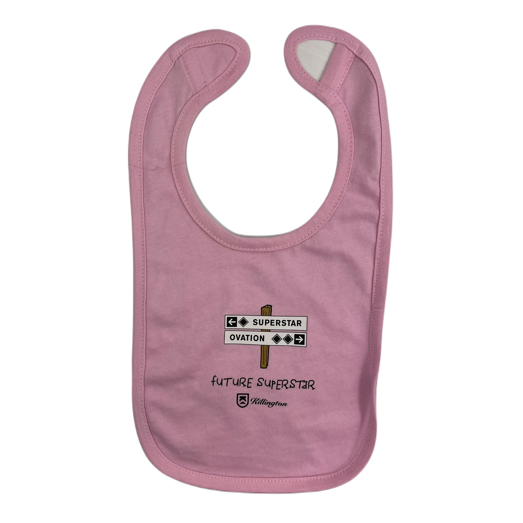 Killington Logo Future Superstar Black Trail Sign Baby Bib-Pink-Killington Sports