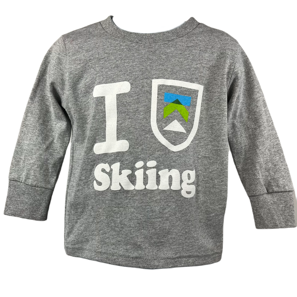 Killington Logo "I Heart Skiing" Toddler Longsleeve Tee-Heather Cool Grey-Killington Sports
