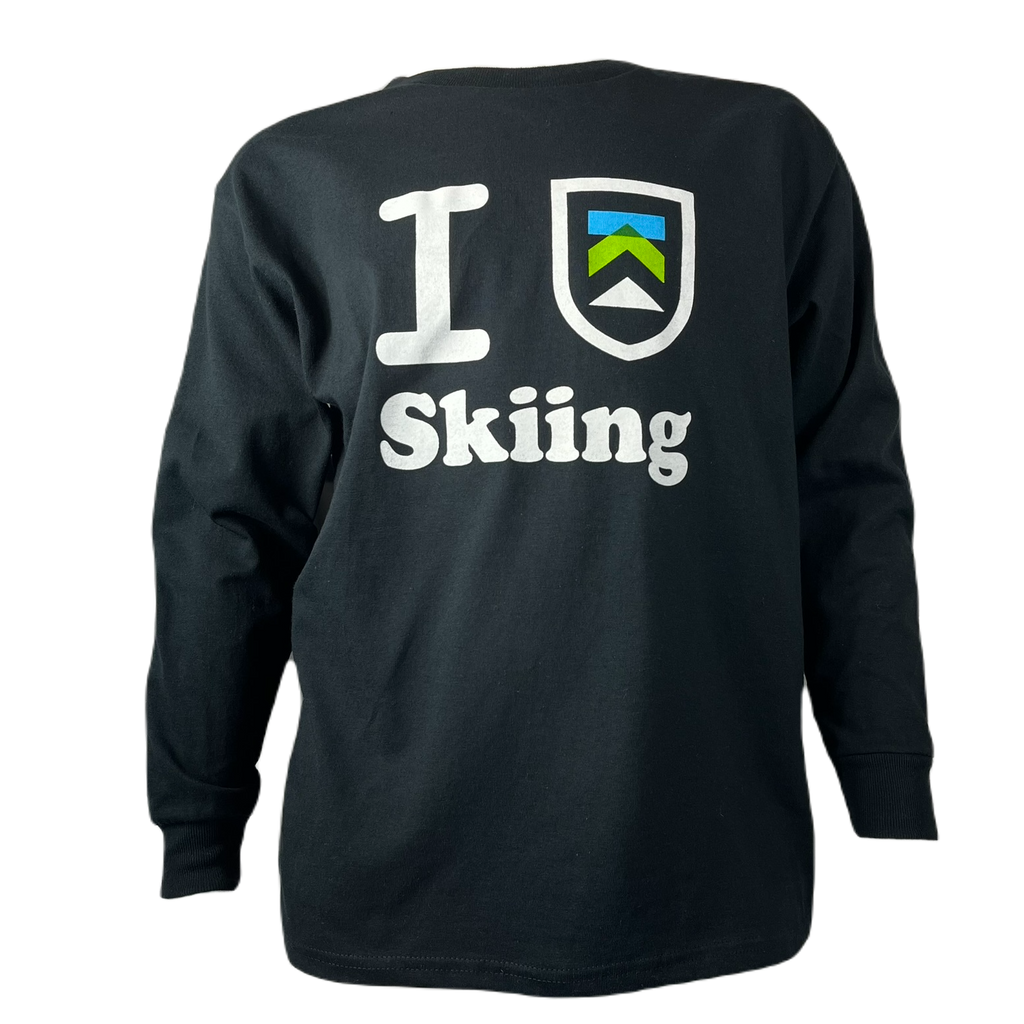 Killington Logo "I Heart Skiing" Youth Longsleeve Tee-Black-Killington Sports
