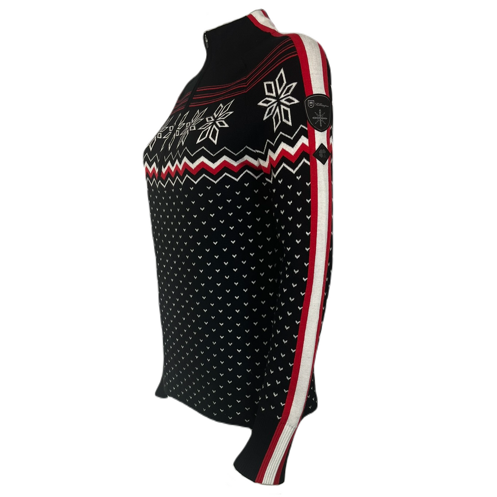 Killington Logo: Krimson Klover Women's Snowhut Zip Neck Sweater-Black-Killington Sports