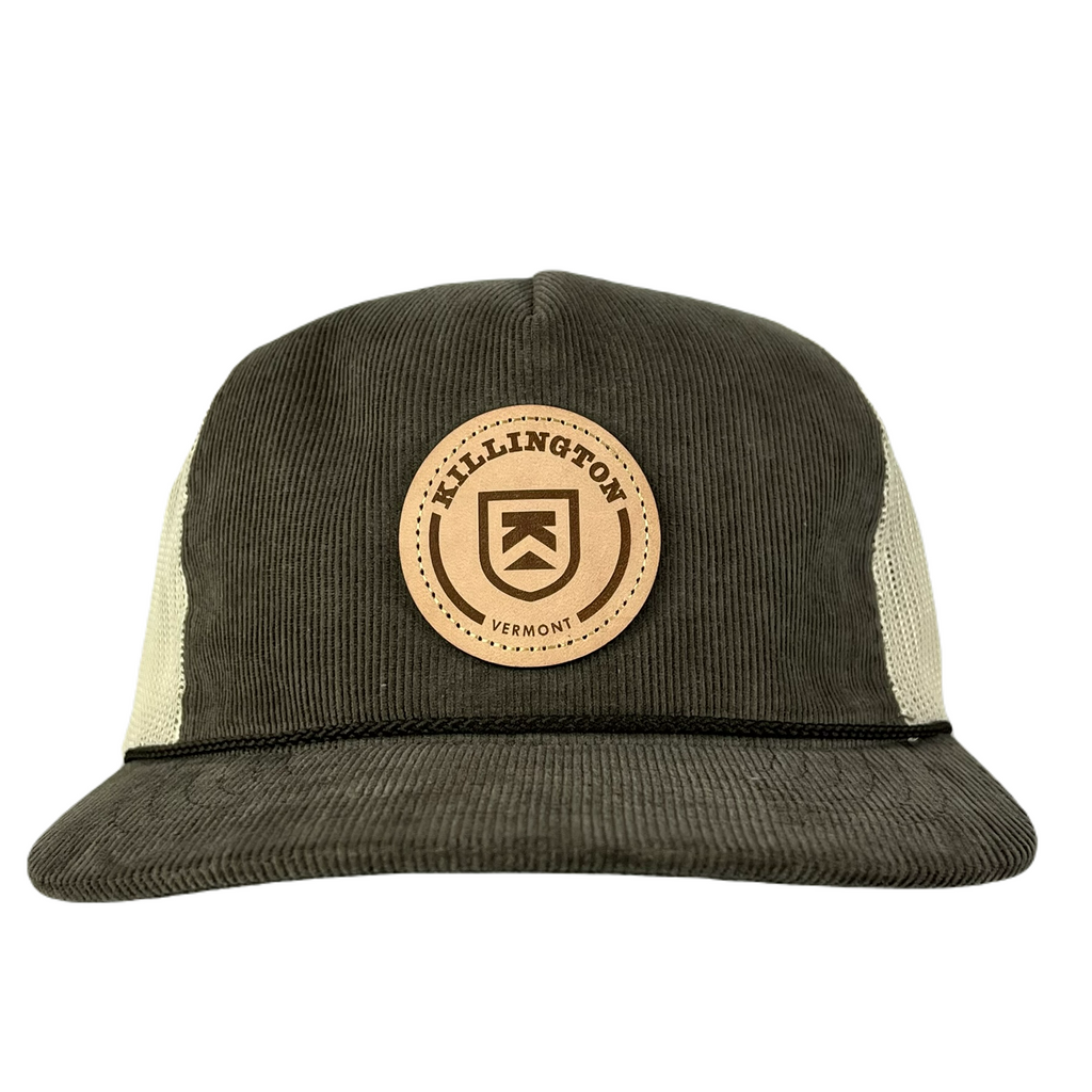 Killington Logo Leather Patch 930 Corduroy Trucker Hat-Brown/Sand-Killington Sports