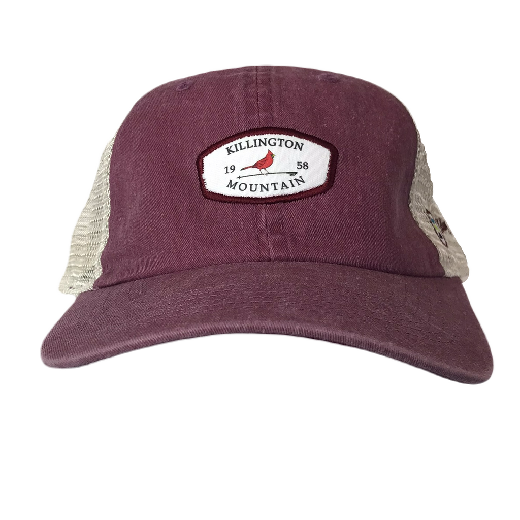 Killington Logo Newport Cardinal Trucker Hat-Maroon/Stone-Killington Sports