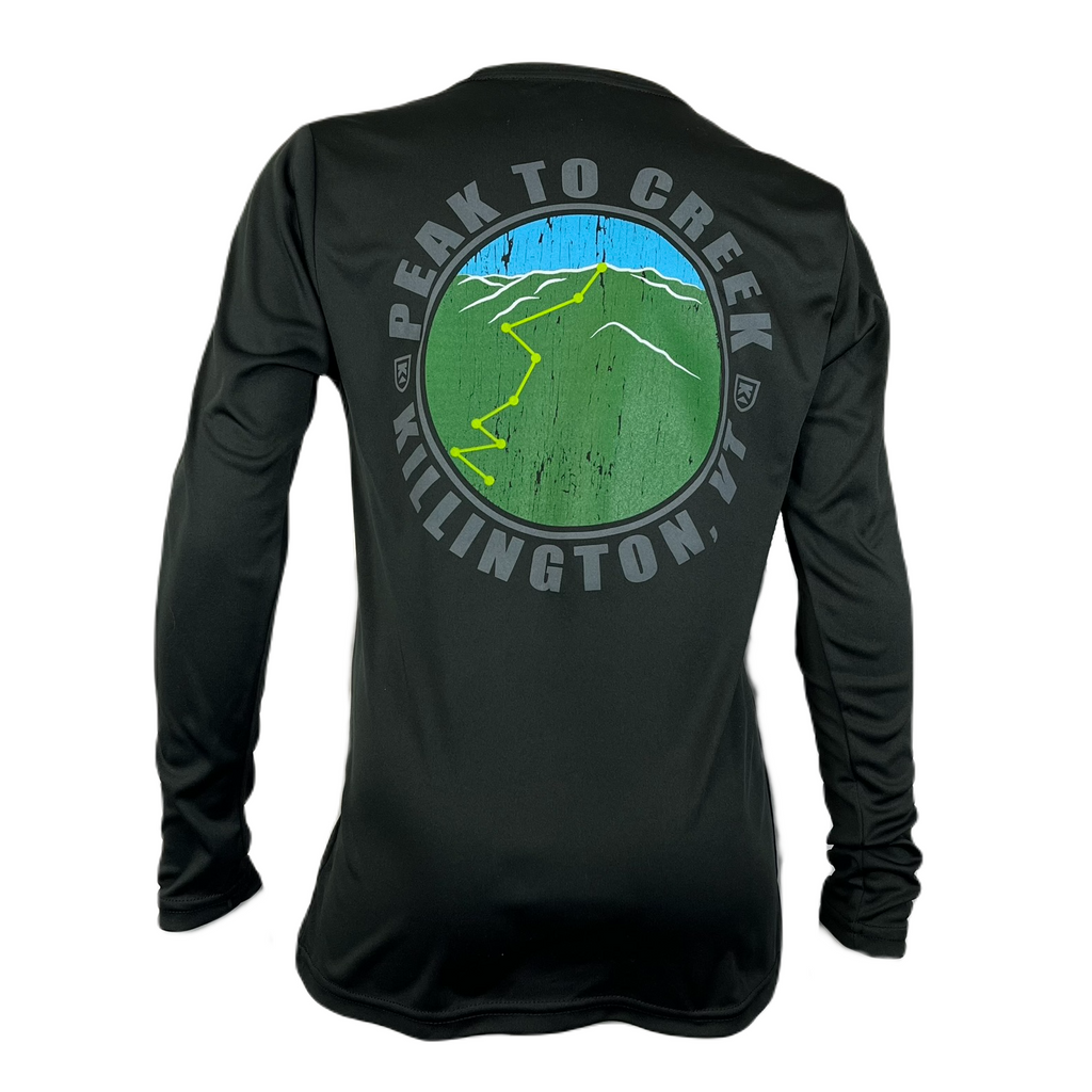 Killington Logo Peak to Creek Youth Longsleeve Tech Tee-Black-Killington Sports