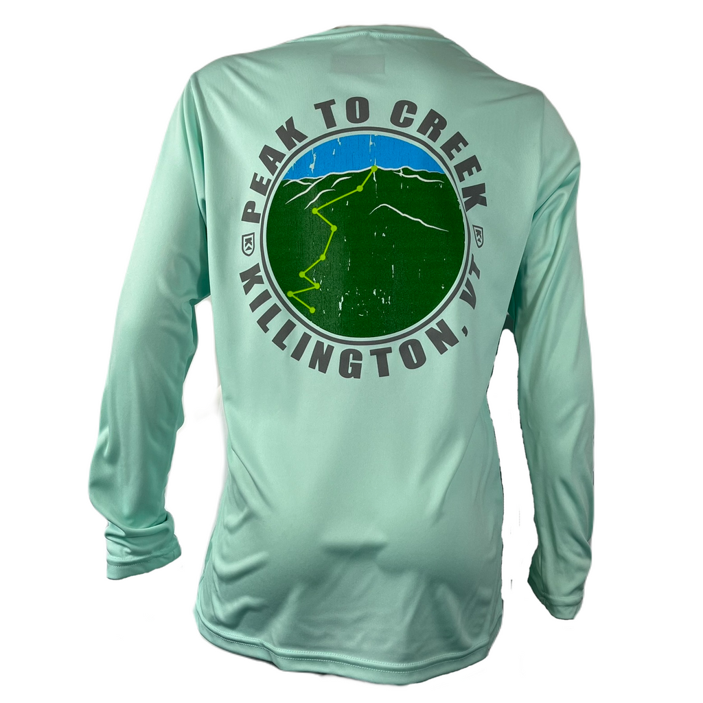 Killington Logo Peak to Creek Youth Longsleeve Tech Tee-Pastel Mint-Killington Sports