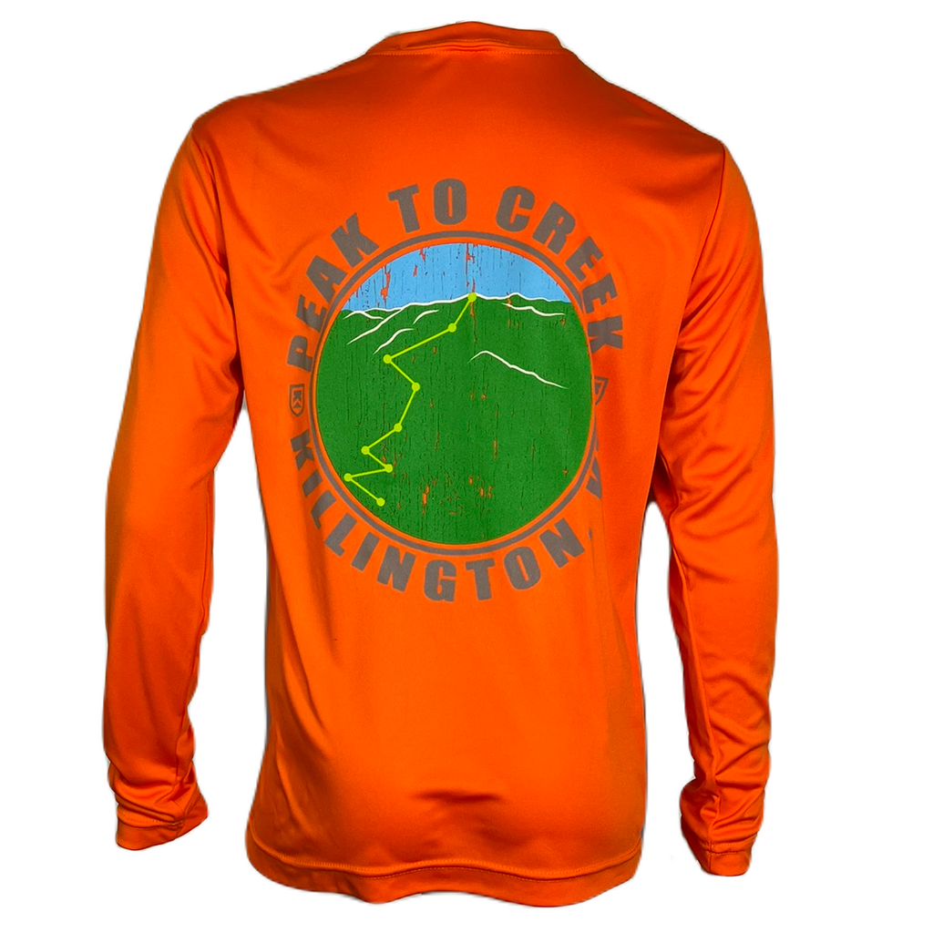 Killington Logo Peak to Creek Youth Longsleeve Tech Tee-Sport Orange-Killington Sports