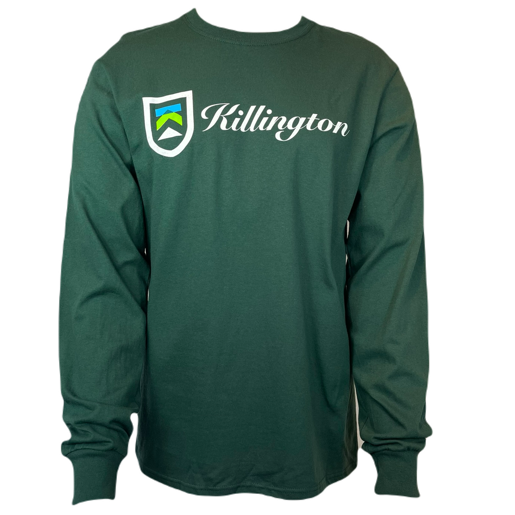 Killington Logo Script Long Sleeve TShirt-Dark Green-Killington Sports