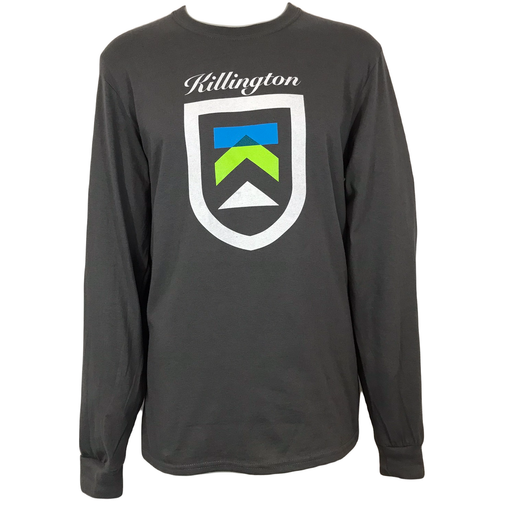 Killington Logo Shield Long Sleeve TShirt-Charcoal-Killington Sports