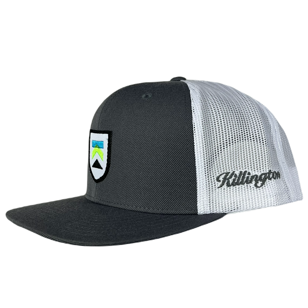 Killington Logo Shield Patch 511 Trucker Hat-Charcoal/White-Killington Sports