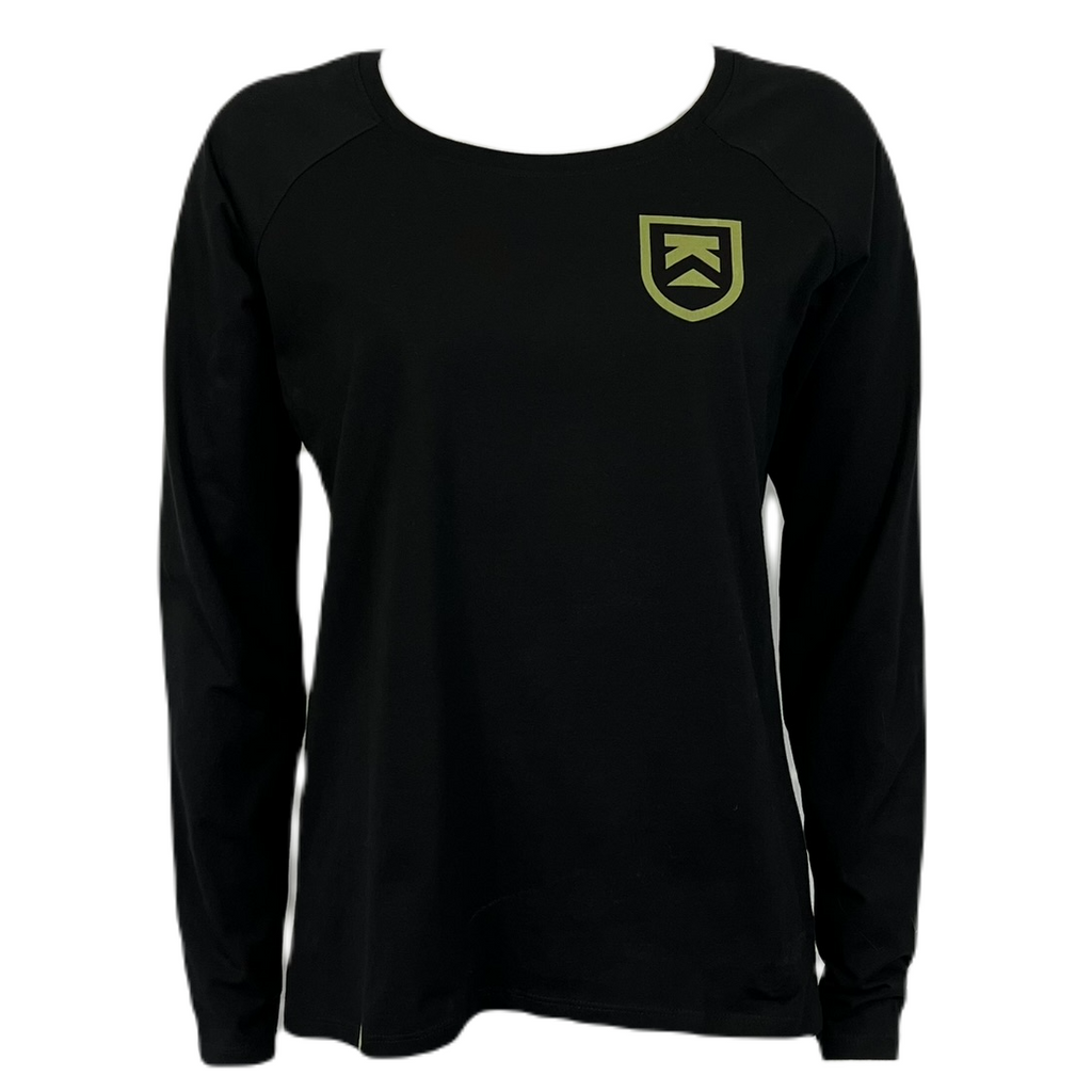 Killington Logo Shield Womens Scoop Neck Long Sleeve Tee-Black-Killington Sports
