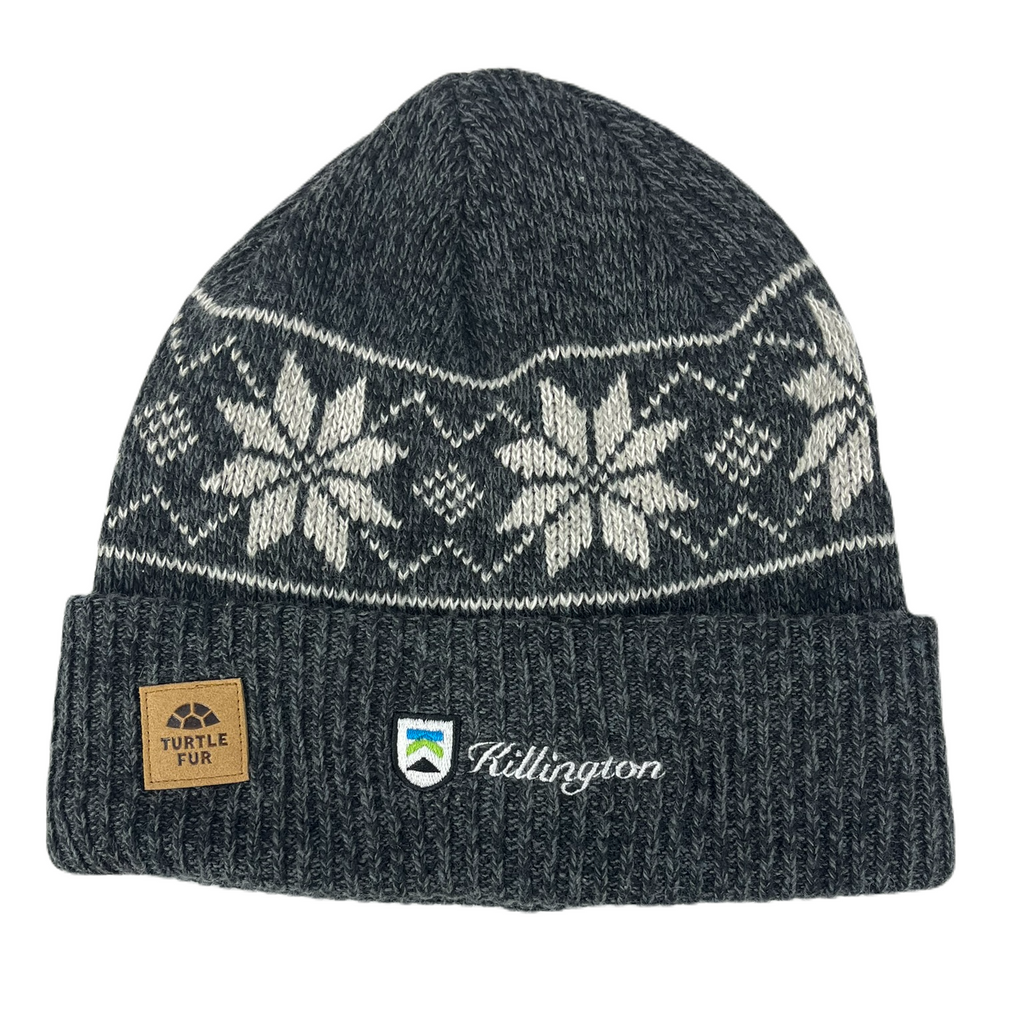 Killington Logo Turtle Fur Ocean Ragg Wool Mount Snow Beanie-Black-Killington Sports