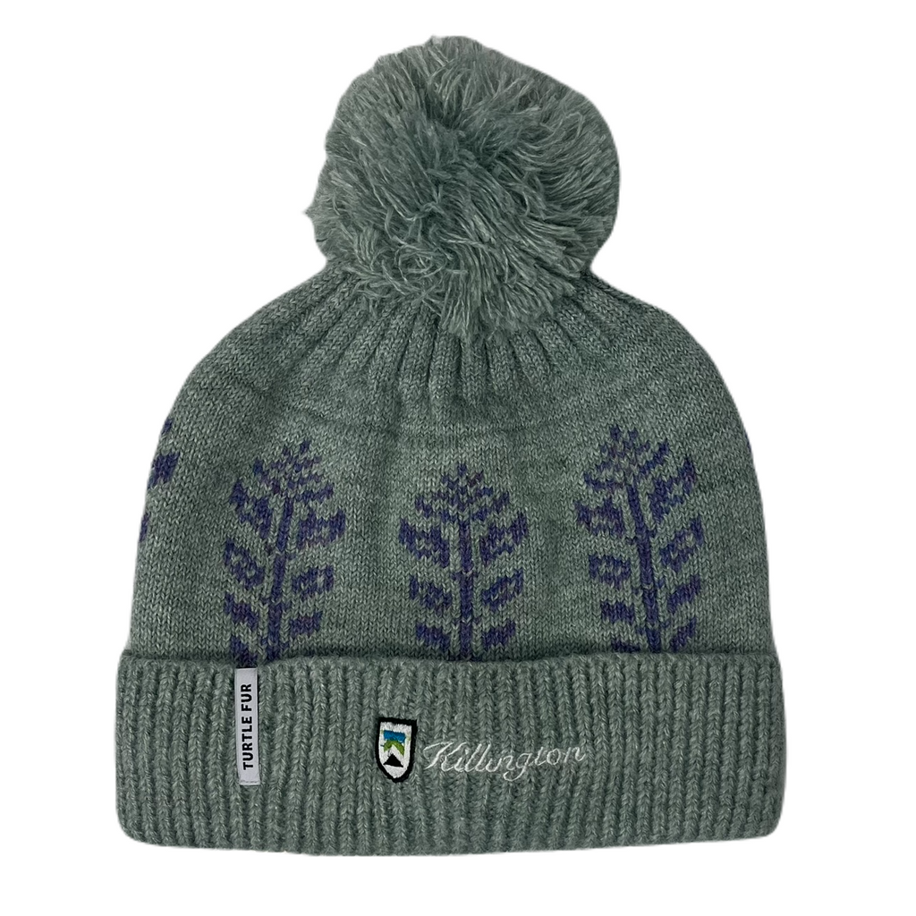 Killington Logo Turtle Fur Recycled Freya Pom Beanie-Sage-Killington Sports