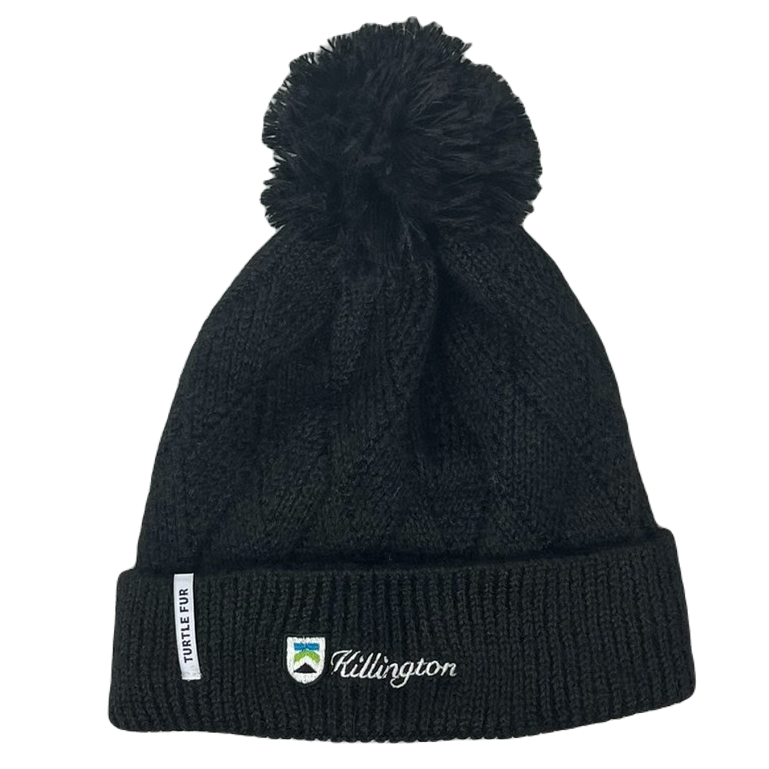 Killington Logo Turtle Fur Recycled Victoria Pom Hat-Black-Killington Sports