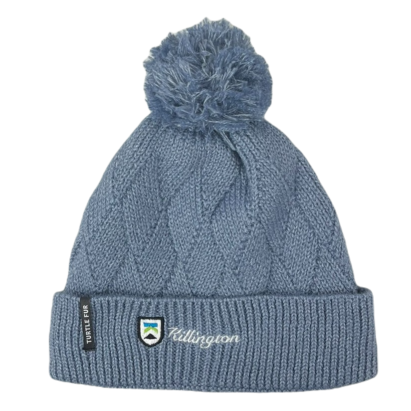 Killington Logo Turtle Fur Recycled Victoria Pom Hat-Denim-Killington Sports