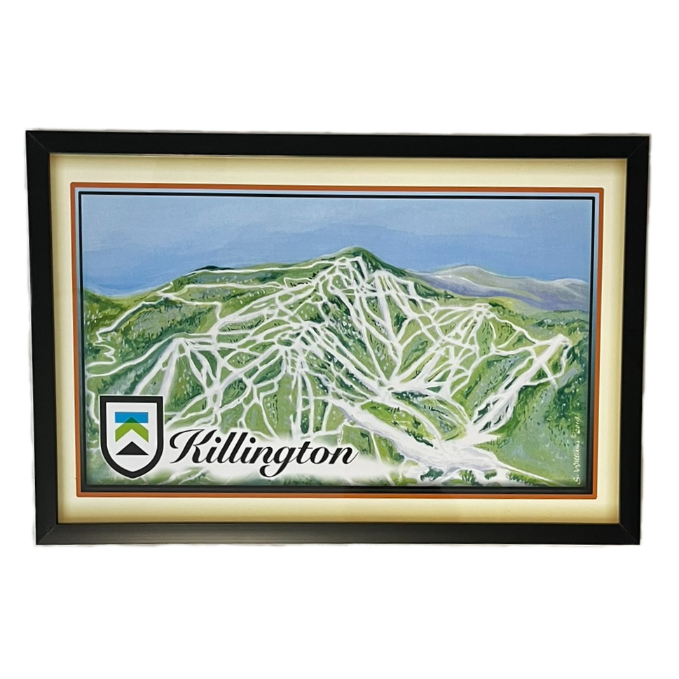 Killington Logo Vintage Style Wall Art: Killington Map-Killington Sports