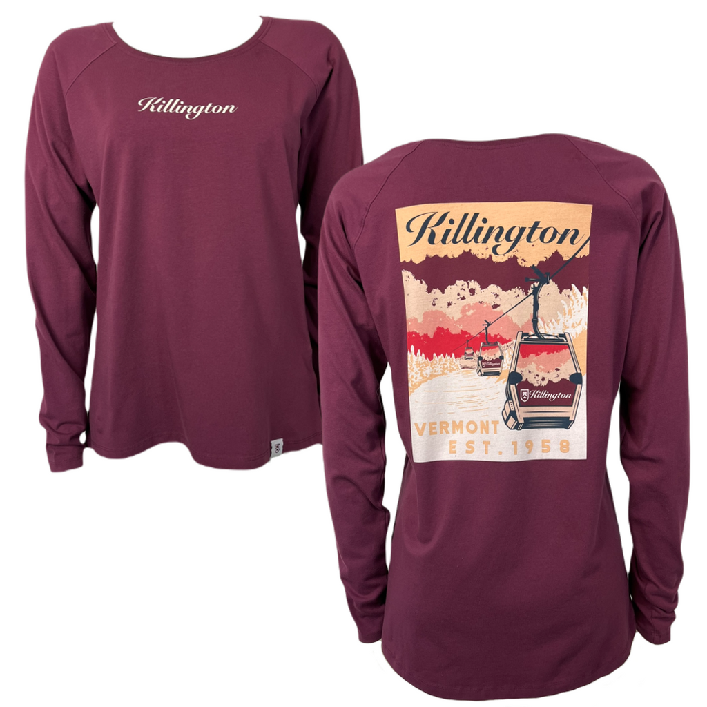 Killington Logo Women's Gondola Long Sleeve Tee-Deep Rose-Killington Sports