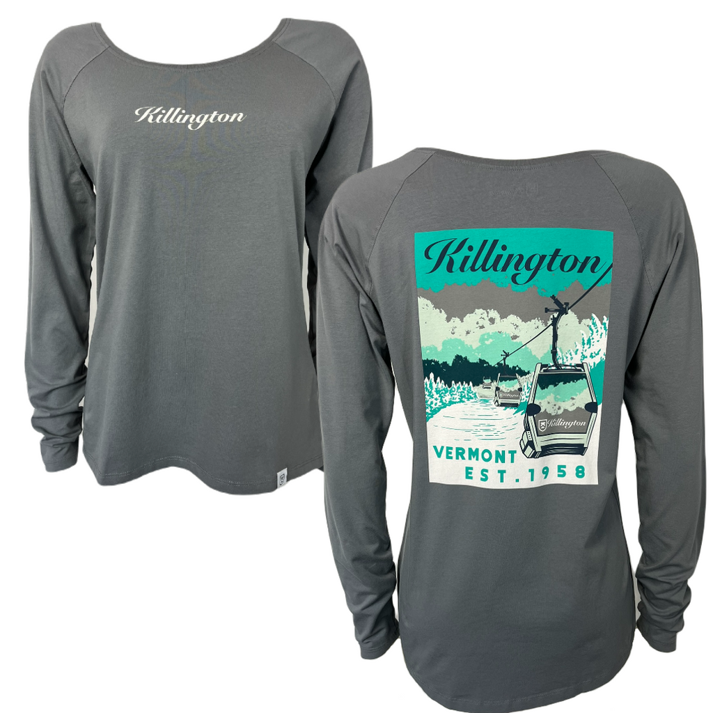 Killington Logo Women's Gondola Long Sleeve Tee-Gull Gray-Killington Sports