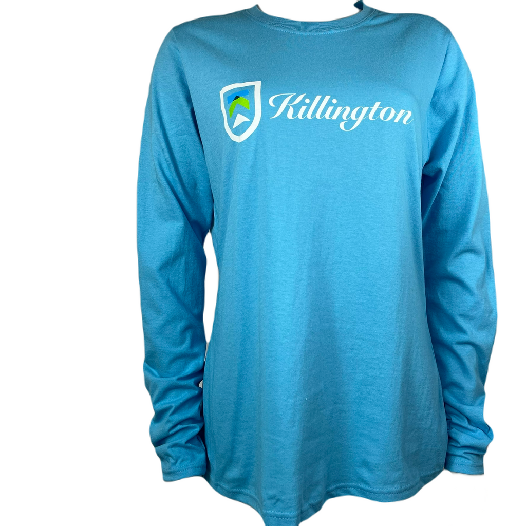 Killington Logo Women's Script Longsleeve TShirt-Aquatic Blue-Killington Sports